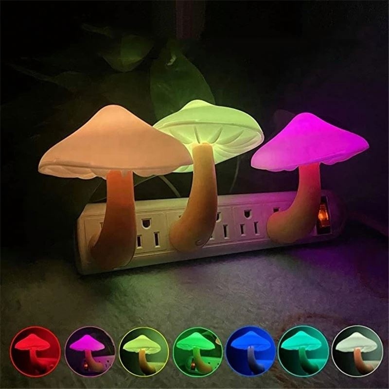 Cute Mushroom Shape Bedroom Lamp Plug in Wall Lamp Automatic Sensor LED Night Light For Children Baby Christmas Gifts