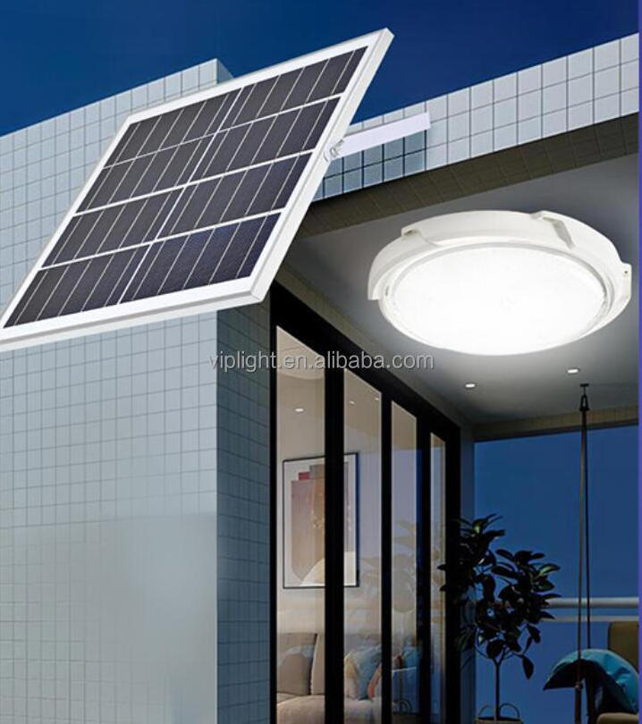 Indoor Home Intelligent Solar LED Ceiling Pendant Light with Remote Control Solar Barn Light for Shed Porch Patio Garage