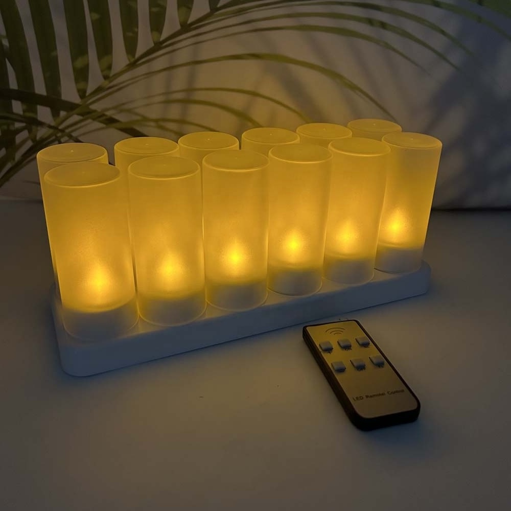 12 Pack LED Candle Light Set Rechargeable Flameless Tea Light Warm White Velas LED With Remote For Christmas Decoration Lighting