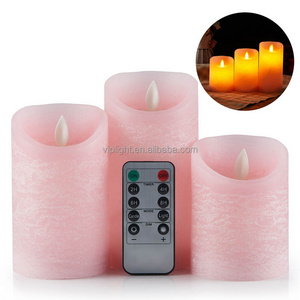 Bougie LED Flameless Flickering Electronic Candles Blue Pink Real Wax Pillar LED Candles With Remote For Home Holiday Lighting