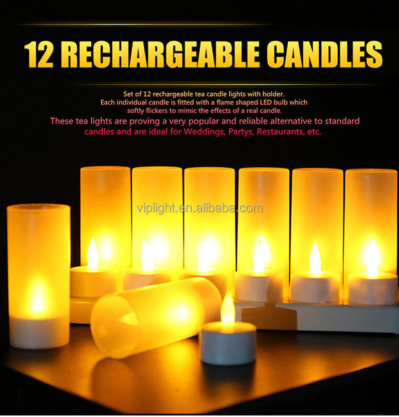 12 Pack LED Candle Light Set Rechargeable Flameless Tea Light Warm White Velas LED With Remote For Christmas Decoration Lighting