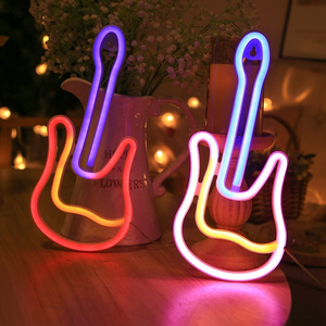 Newish Guitar Neon Sign Battery Operated LED Neon Light Art Wall Decoration Hanging LED Neon Sign Room Decorative Lights