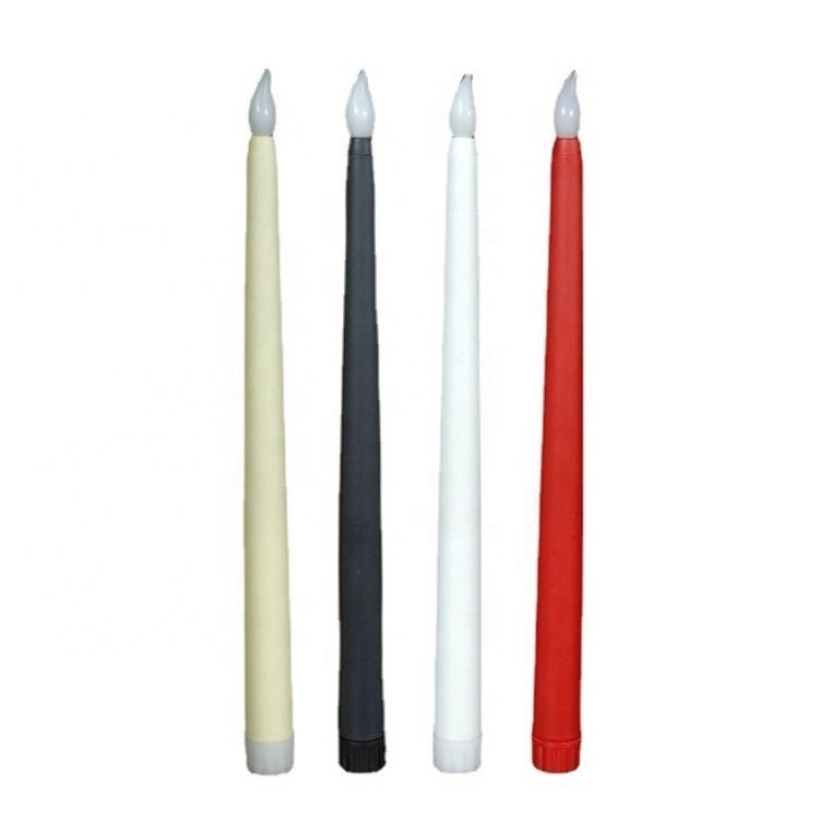 11 inch Long Realistic Plastic Flameless LED Taper Candles with Yellow Flickering Light Battery Operated With Remote Candles