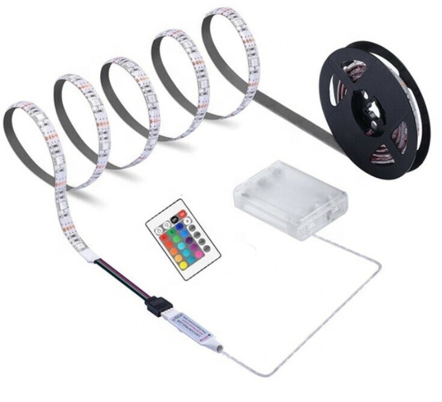 BATTERY POWERED 5050 RGB LED STRIP LIGHTS with remote 24 keys