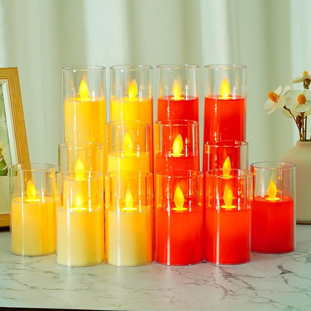 Flameless Warm White LED Tea Light Candles With Clear Cup Tealight Romantic Flickering LED Candle Lights For Christmas Party