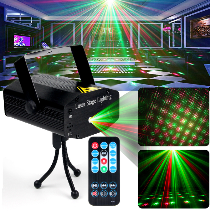 Disco DJ Lights Rave Stage Lighting Projector Effect Sound Activated Flash Strobe Light with Remote Control