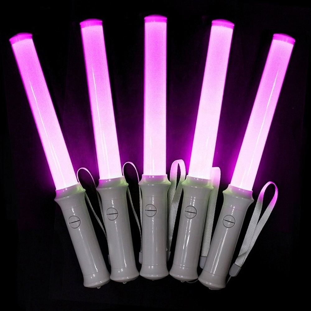 Light Up LED Glow Stick 13.8 Inch Battery Powered LED Glow Wand 15 Colors Changeable Cheer Flashing Tube For Party Carnival Use