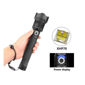 3 Modes Usb Rechargeable 2000lm led xhp70 flashlight/flash light/torch/with free brand logo print