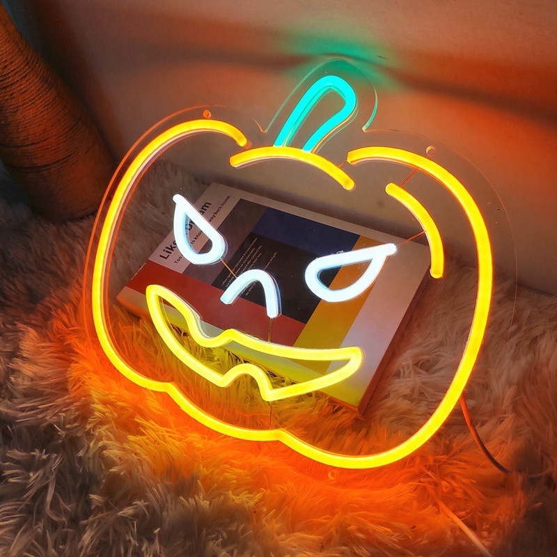 2024 Halloween Neon Sign 5V USB LED Pumpkin Neon Lamp Holiday Party Wall Art Decoration Ghost Night Light Lampe De Halloween