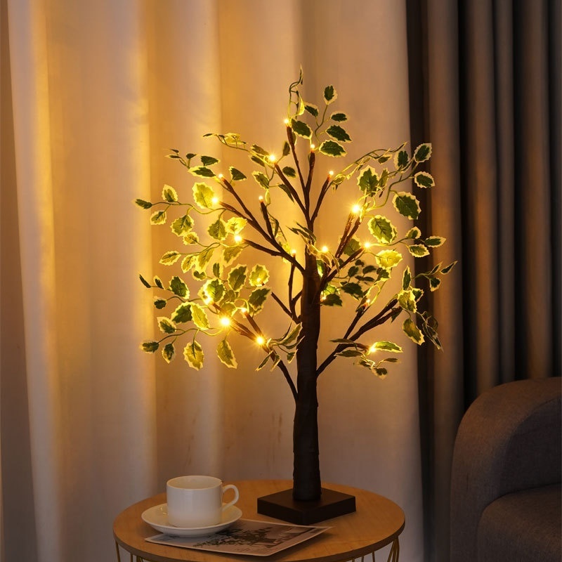 2022 Navidad Decoracion LED Table Lamp Shining Tree Light With Timer Brown Branches Artificial Bonsai Tree Light Home Decoration