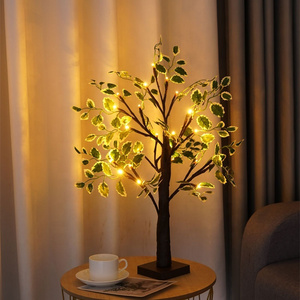 2022 Navidad Decoracion LED Table Lamp Shining Tree Light With Timer Brown Branches Artificial Bonsai Tree Light Home Decoration