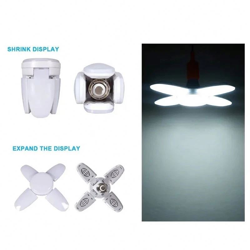 LED Bulb Deformation Folding LED Lamp E27 Screw Four-Leaf 4+1 Leaf Lamp 28W Fan Blade Timing Lamp Light Bulb Garage Light