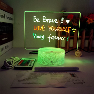 USB Blank Acrylic Note Board With Crack Base Erasable Writing Board Light 16 Colors Changeable LED Message Board Holiday Gift