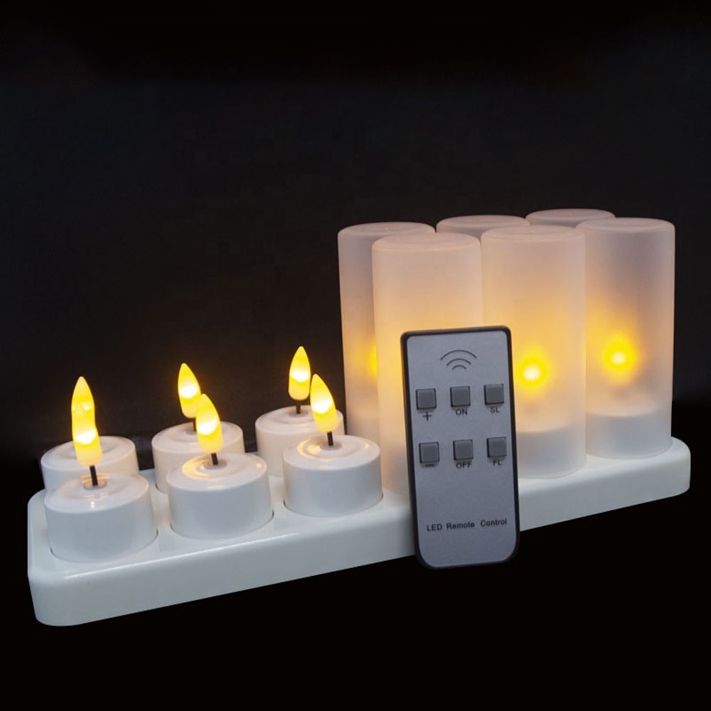 12 Pack LED Candle Light Set Rechargeable Flameless Tea Light Warm White Velas LED With Remote For Christmas Decoration Lighting