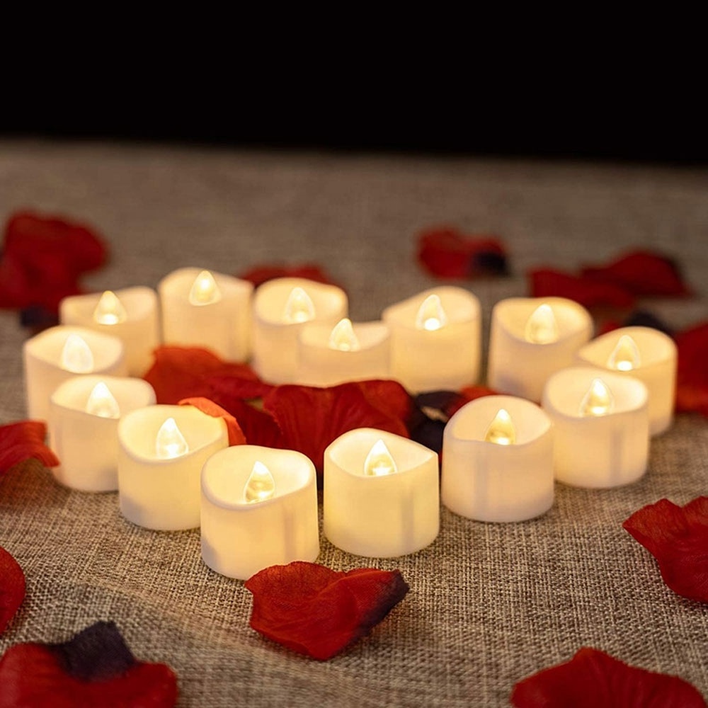 Warm White Yellow Flickering LED Kaarsen Battery Operated Flameless LED Candles LED Tea Lights Set of 12 For Wedding Event Decor