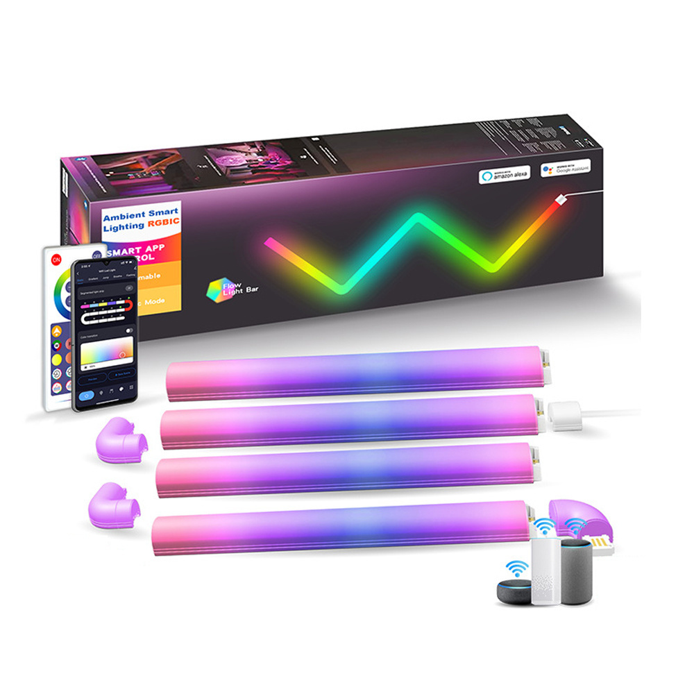 6/7/12 Pack APP Control Smart RGBIC Light Bar Remote Control Music Sync DIY RGB Wall Light TV Gaming Room Light Decoration