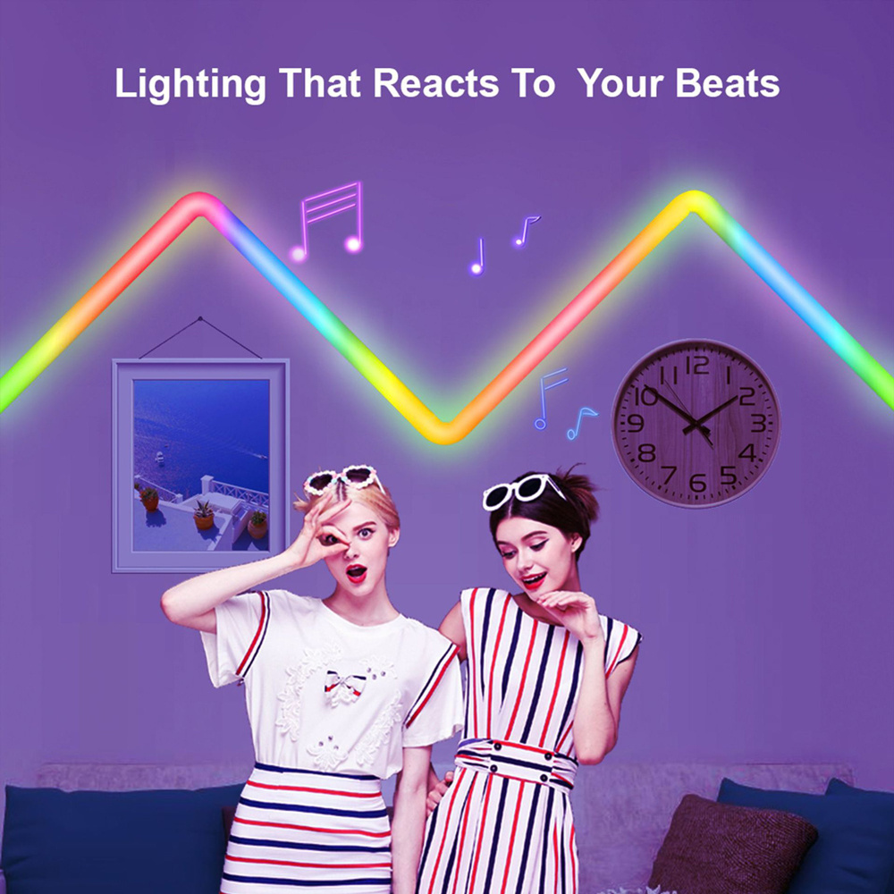 6/7/12 Pack APP Control Smart RGBIC Light Bar Remote Control Music Sync DIY RGB Wall Light TV Gaming Room Light Decoration