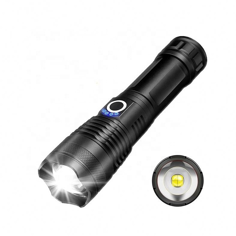 10000 Lumen P50 Zoomable Indicator XHP50.2 Tactical 20W USB Rechargeable Flash Light Telescopic Waterproof Xhp50 Led Flashlight