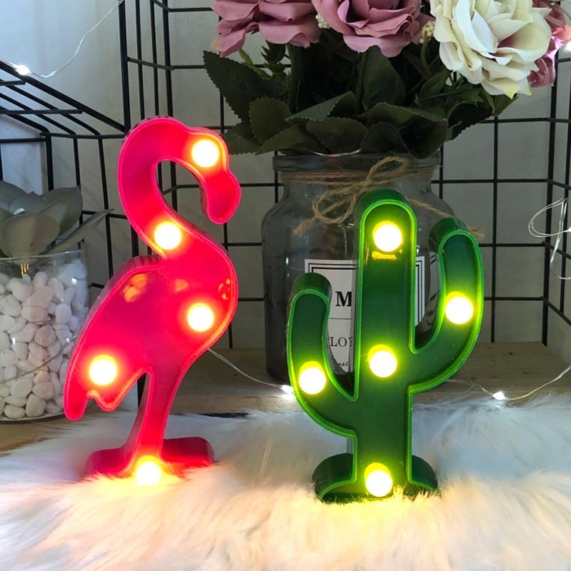 Mini Flamingo Night Lamp Tabletop Decoration Battery LED Night Light Warm White Kids Lamp For Home Bedroom Shop Decoration