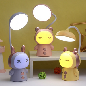 Colorful LED Desk Lamp Small Cute Table Lamp With Flexible Goose Neck Dual Switch Control Color Changing Kids Room Light Decor