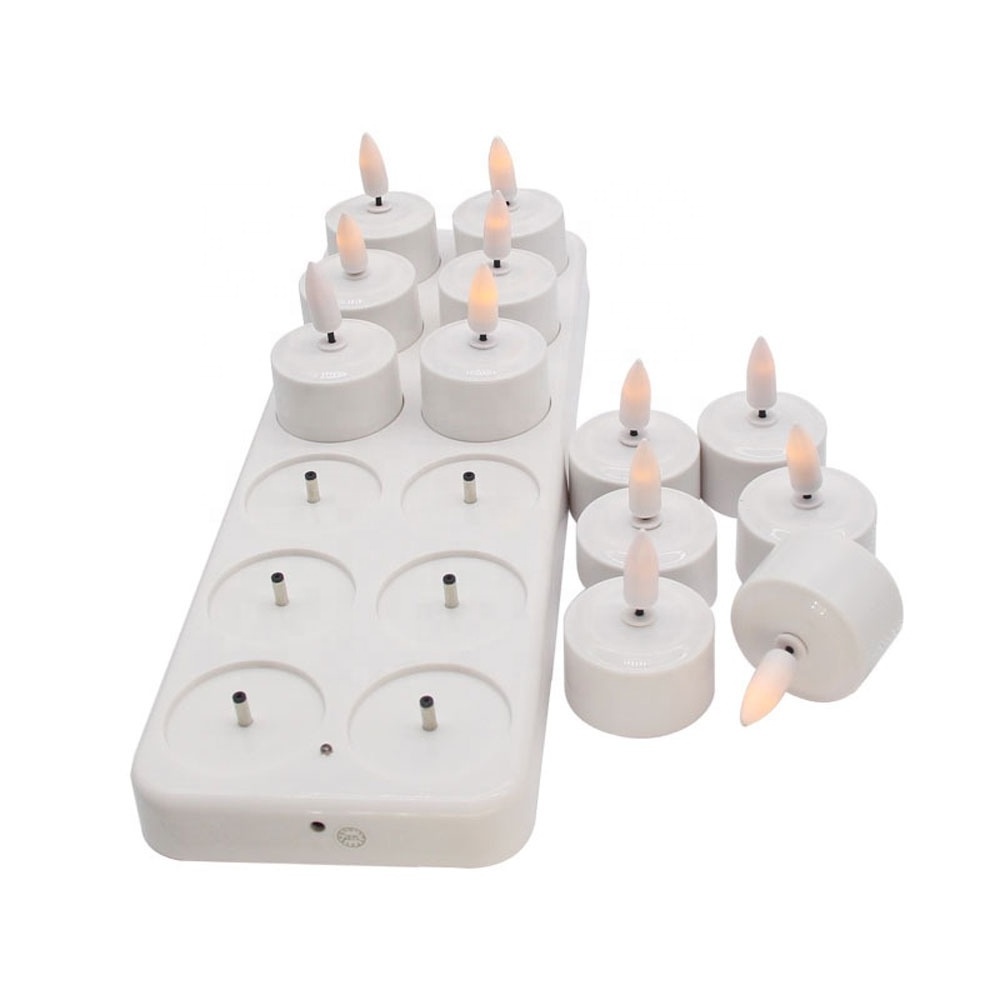 12 Pack LED Candle Light Set Rechargeable Flameless Tea Light Warm White Velas LED With Remote For Christmas Decoration Lighting