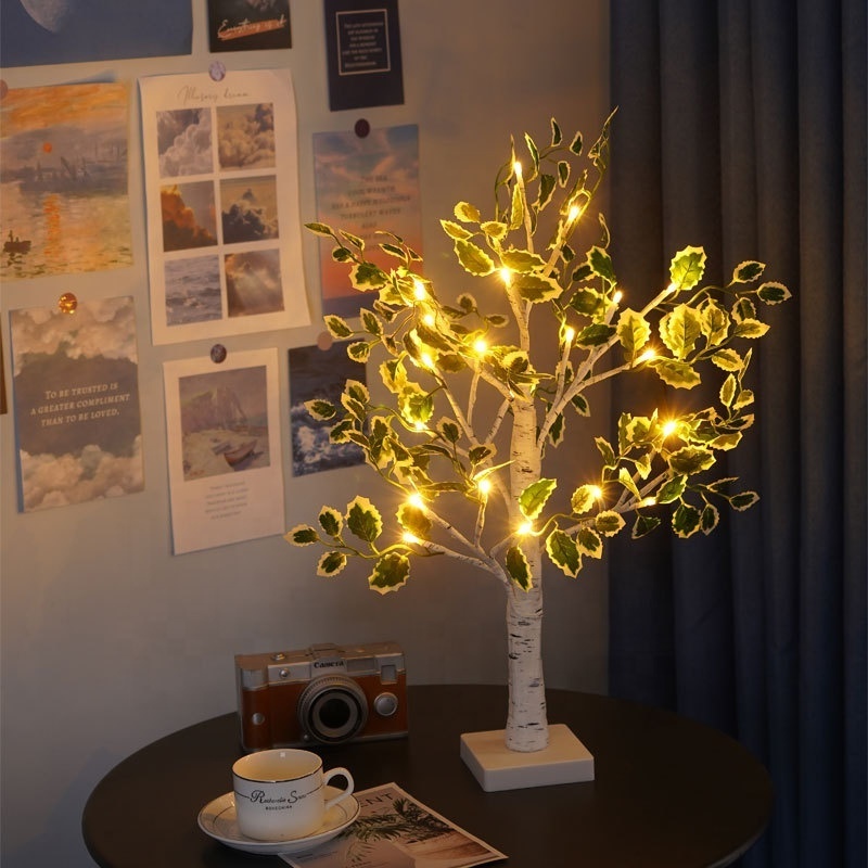 2022 Navidad Decoracion LED Table Lamp Shining Tree Light With Timer Brown Branches Artificial Bonsai Tree Light Home Decoration