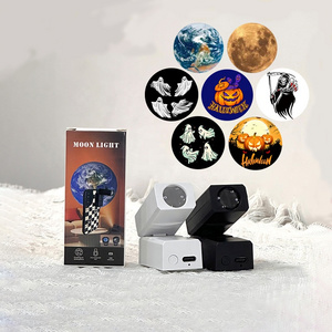 Mini Size Earth Moon Projection Lamp USB Rechargeable LED Projector Lamp For Halloween Decoration Magnetic Night Lamp Home Decor