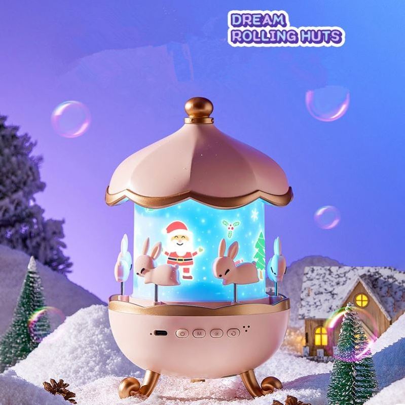 2023 Christmas Gift Dream Rolling Huts Projector Lamp With Wireless Speaker 360 Degree Rotation 12 Projection Films Customizable