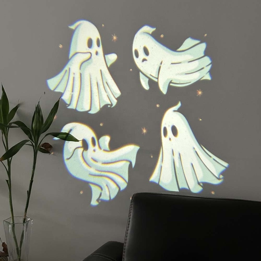 Customized Mini LED Projector Magnetic Rechargeable Halloween Projection Lamp With 5 Slides Portable Decorative Night Lamp