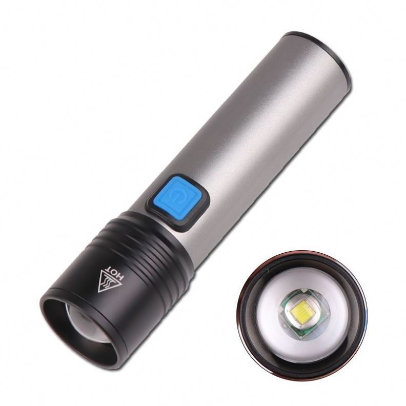 DY31 T6  small flashlight built-in battery USB c charging telescopic zoomable led handheld portable strong light flashlight