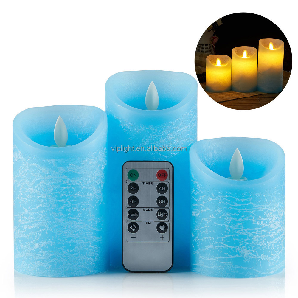 Bougie LED Flameless Flickering Electronic Candles Blue Pink Real Wax Pillar LED Candles With Remote For Home Holiday Lighting