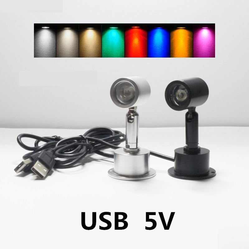 Led USB Spotlight 1W DC5V Jewelry Cabinet Showcase Counter Lamp Surface Mounted Ceiling Mini Spot Light