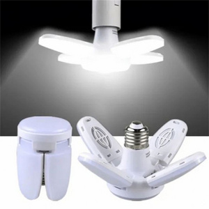 LED Bulb Deformation Folding LED Lamp E27 Screw Four-Leaf 4+1 Leaf Lamp 28W Fan Blade Timing Lamp Light Bulb Garage Light