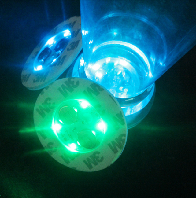 LED Coasters light for Drinks, Led Bar Coaster Bottle Light Sticker