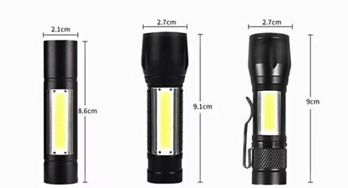 COB LED 3 Modes Mini LED  Flashlight USB Rechargeable Tactical Torch Zoom Lamp US