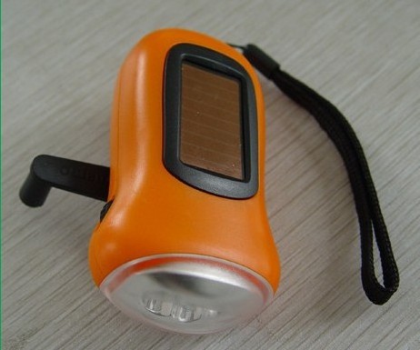 Hand Crank Emergency Flashlight LED Solar Survival Camping Hiking Backpack