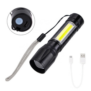 USB Rechargeable Hand flashlight pocket rechargeable powerful strong on usb cob torch lamp