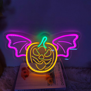 Halloween Lights Decoration Bat Neon Sign 5V USB Powered Hanging Neon Lamp With Acrylic Backboard For KTV Halloween Party Decor