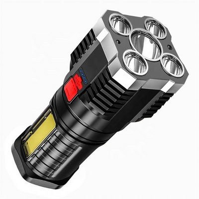 Strong Bright 5 Core LED Tactical Flashlight USB Rechargeable Powerful Flash Torch High Power COB Portable Light Camping Lantern