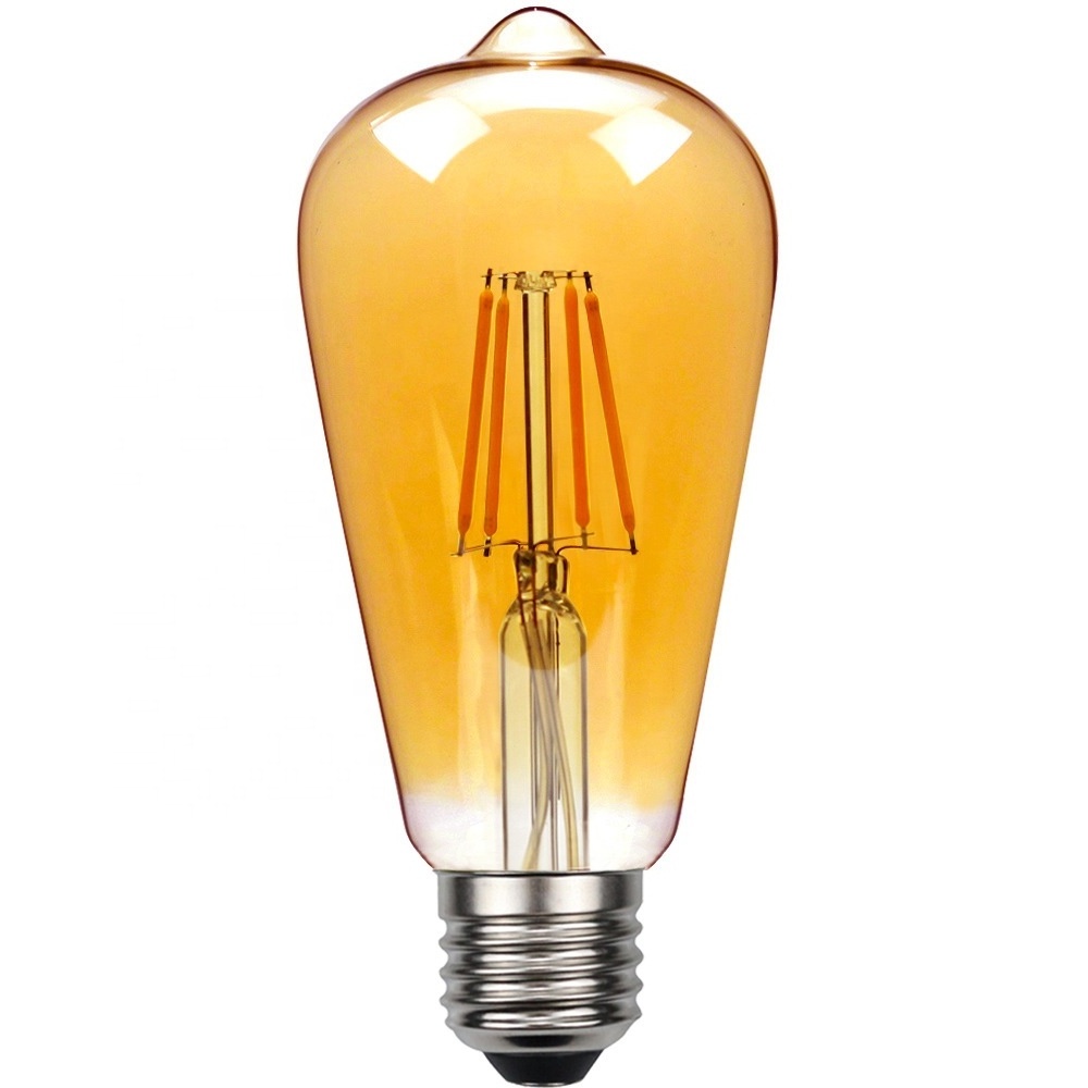 Hot Sale 6 Pack ST64 E27/E26 Vintage LED Edison Bulb 6W 120V Antique LED Filament Bulb Glass Light Bulb For Home Decor