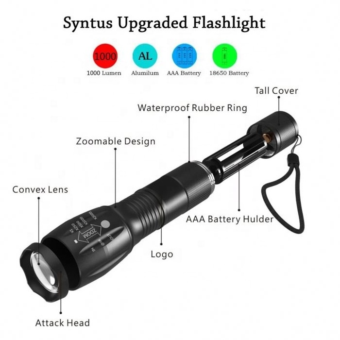 FREE SAMPLE supply Zoomable micro usb rechargeable xml t6 led torch flashlight with free brand logo