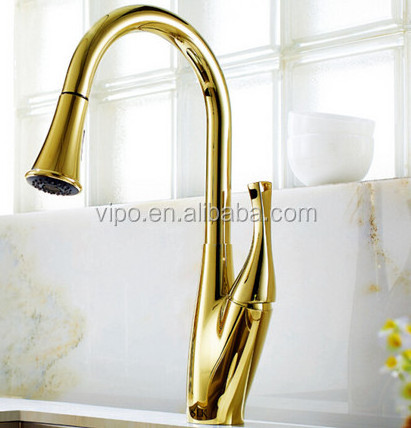 cUPC NSF AB1953 Single Handle Pull-Down Kitchen Faucet with Polished Brass