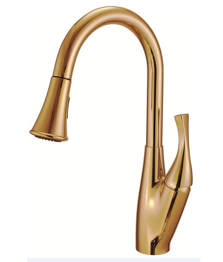 cUPC NSF AB1953 Single Handle Pull-Down Kitchen Faucet with Polished Brass