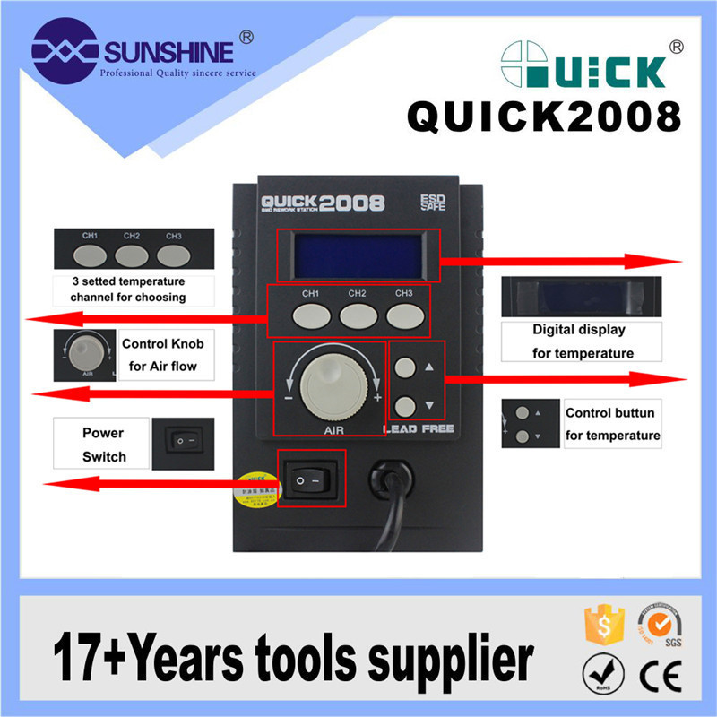 Quick 2008 Portable mobile phone hot air smd bga rework station