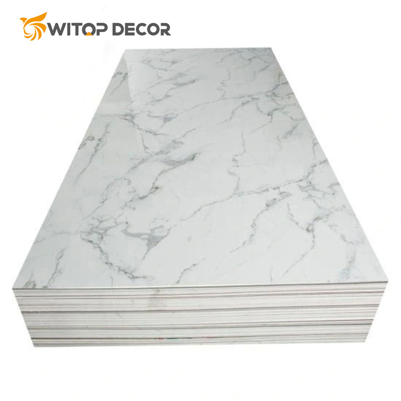 1220*2440mm glossy pvc marble panel and 3d design pvc marble board wall decoration and high gloss stone uv board for indoor use