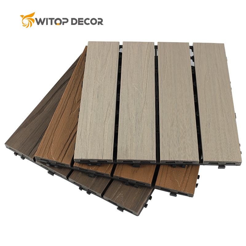 Anti-slip Waterproof Balcony Diy Tile Outdoor Diy Wpc Tile / Wpc Diy Deck Floor 300*300mm