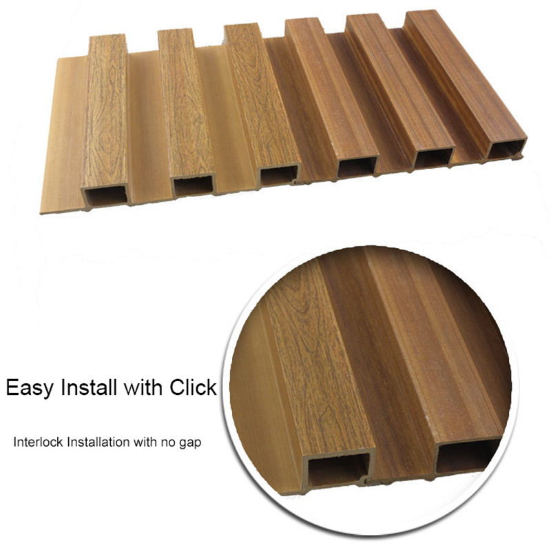 Interior Fluted WPC Wall Panelings Multi Indoor Wooden Gain Composite Laminated WPC Wall Panels