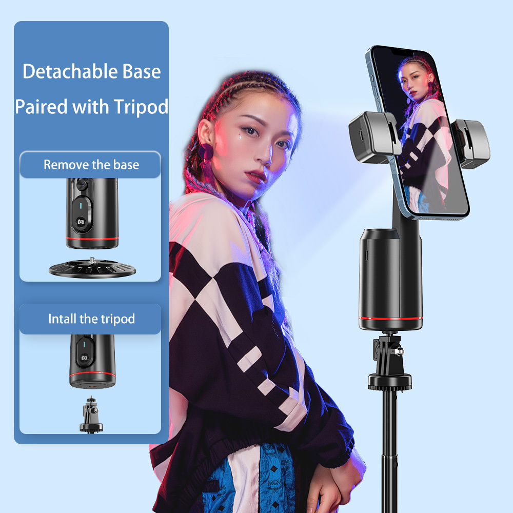 New Model Q02 AI Intelligent Face Tracking Rechargeable Battery Selfie Stick 360 Degree Rotation Phone Holder