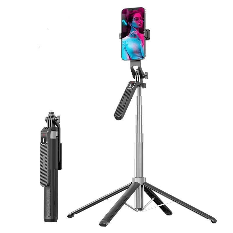 Popular Stainless Steel 1.8m Tripod Stand Smart Selfie Stick 360 Rotation Wireless Selfie Stick Camera Tripod Stand