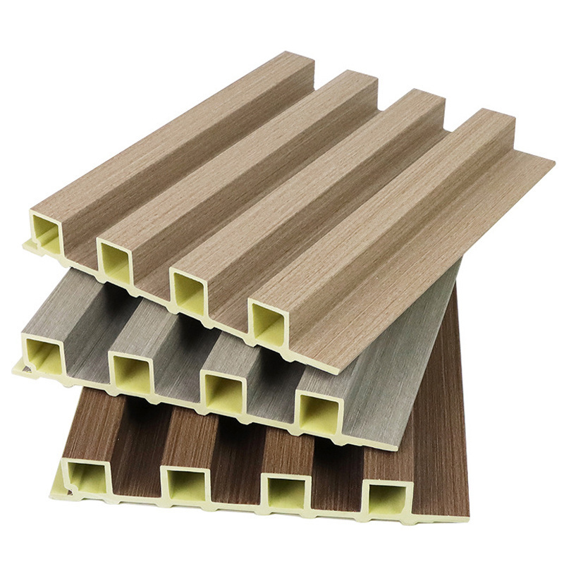 Cheap Interior Plastic Wooden Composite Covering Board Wainscoting Vinyl Timber Decorativo 3d Fluted Cladding Pvc Wpc Wall Panel